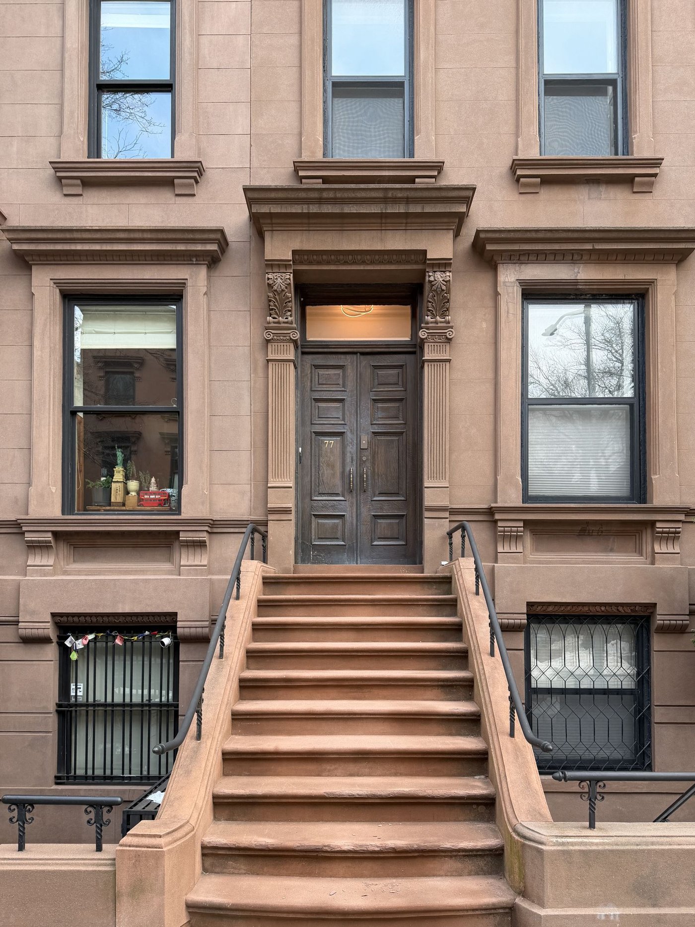 Classic Brooklyn brownstone stoop and facade
